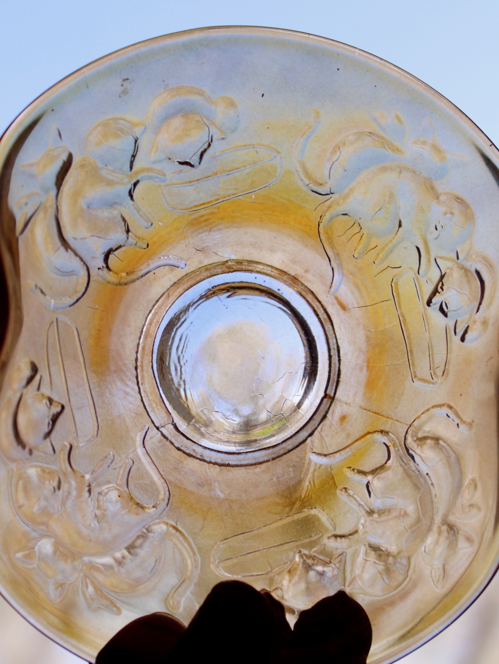 Antique FENTON Kittens banana Dish